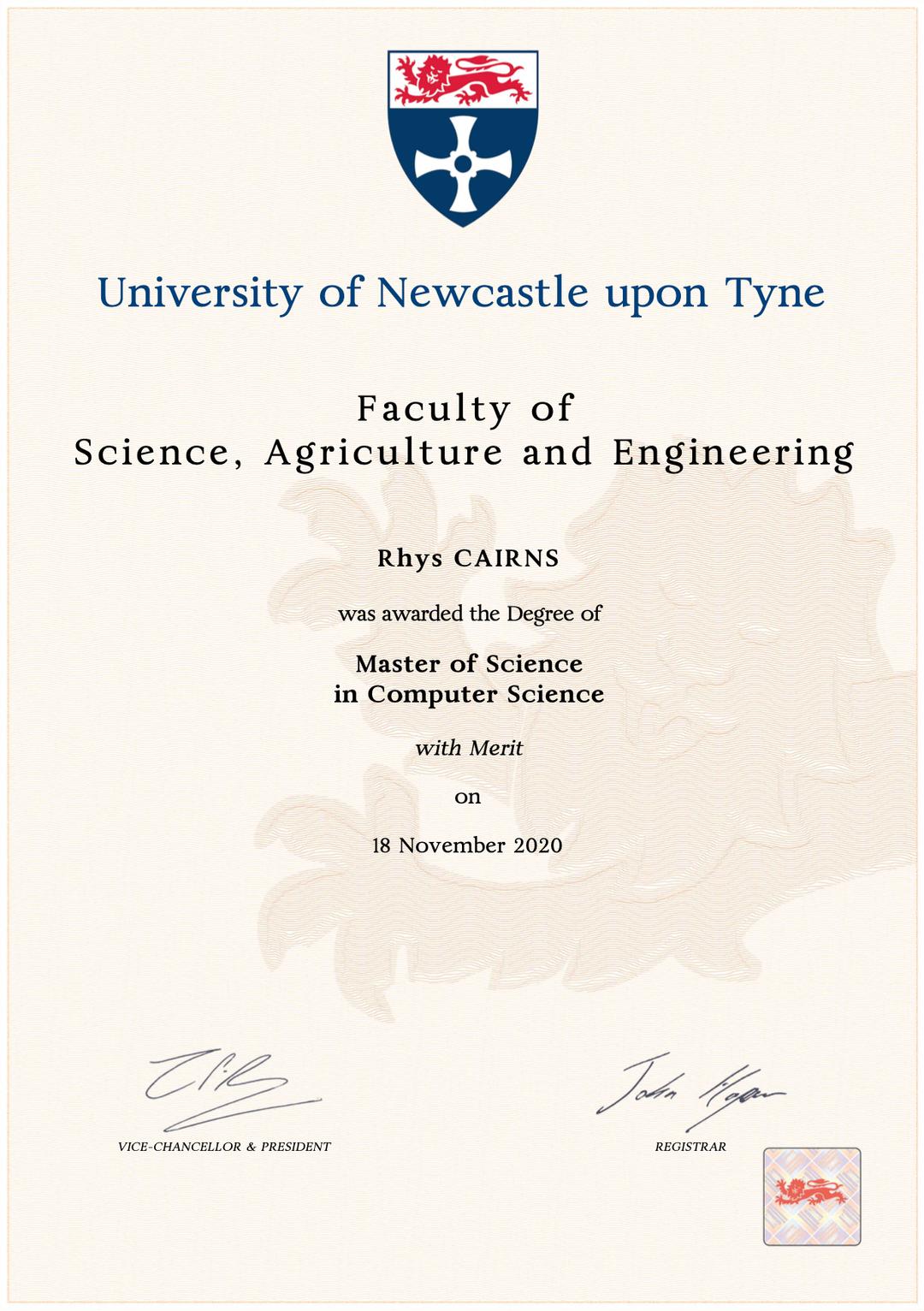 NEWCASTLE UNIVERSITY degree